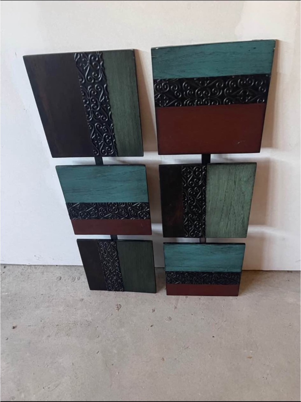 Modern Teal, Brown & Black Wall Art Panel Set